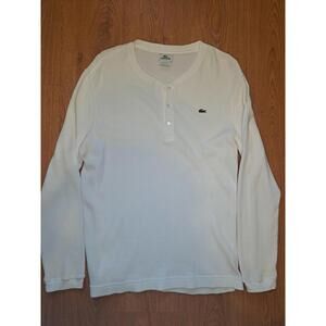 Lacoste Henley Long Sleeve Sweater Mens XL 6 White Cotton